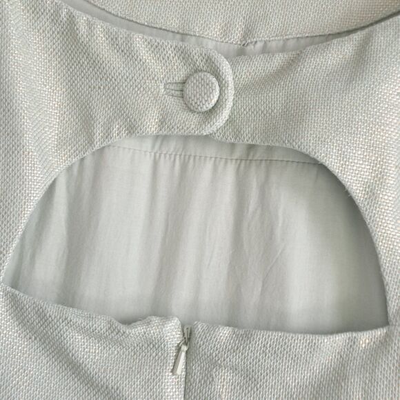 Maeve Anthropologie Shift Dress Women 14 Mint Metallic Green Linen Mentha Cutout - Picture 11 of 15